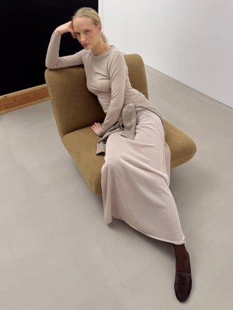 NA-KD Jupe longue fluide en maille transparente - Jupes en tricot - Beige - S