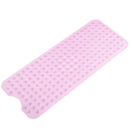 Rosa PVC Sklisikker Dusjmatte 40x100cm Lang Stripe med Sugekopper for Hjemmet