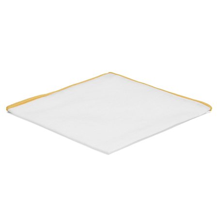 Biała poszetka z bursztynowymi krawędziami dla mężczyzn - Jednokolorowe poszetki