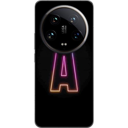 Kompatibel Mobilcover til Xiaomi Xiaomi 14 Ultra Minimalistisk neonbogstav A i regnbuefarvet lys mod sort baggrund i moderne typografisk stil