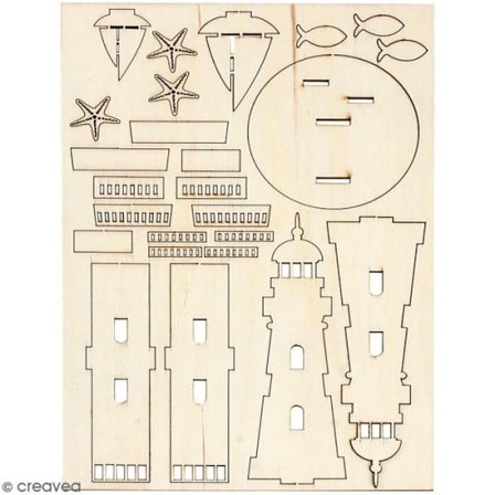 Puun muoto, joka kootaan - 3D-majakka - 8 x 14,5 cm - Meri decor - Luovuus - Sekä miehille että naisille