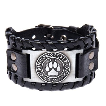 Viking Rannekoru Leveä Rannekoru BLACK BEAR PAW PRINT BEAR PAW