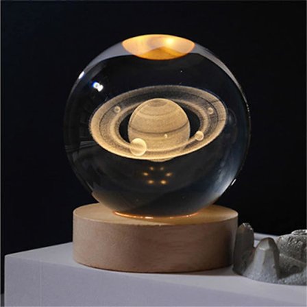 Glødende Planetarisk Galaxy Krystallkule Nattelykter USB Sengelampe