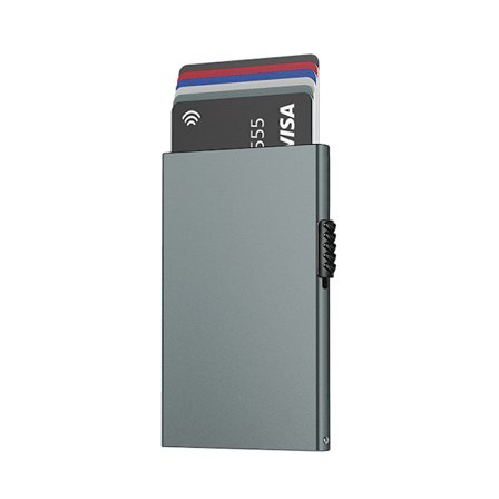 Grå, 6,2 * 10,2 * 0,9 cm pung til mænds kreditkort, blokering