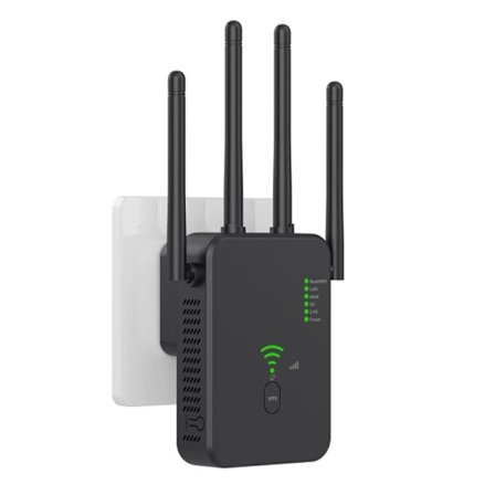 WiFi Repeater 1200 Mbps, WiFi Signal Amplifier Dual Band 2.4 GHz and 5 GHz WiFi Network Extender with Long Range