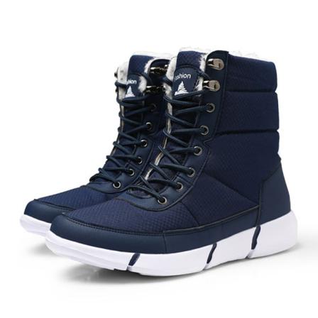 Herr Rund Tå Fuskpäls Varm Skosnörning Mid Calf Boot Outdoor