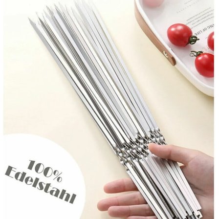 20x Grillspett i rostfritt stål, grillspett i rostfritt stål, Schampura, grillspett i rostfritt stål, 35 cm_ryy