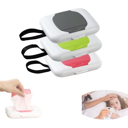 ING 3-pakning våtservietter i boks, Bærbar våtserviettbeholder, Gjenbrukbar, Vanntett og støvtett, Våtserviettpose, Reisevennlig