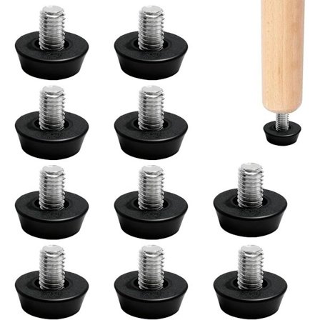 10 Stykker Sorte Justerbare Nivelleringsfødder M8x10mm Møbelben Kompenserende Fod til Bordmøbler Fitnessudstyr og Mekaniske Anordninger Højde