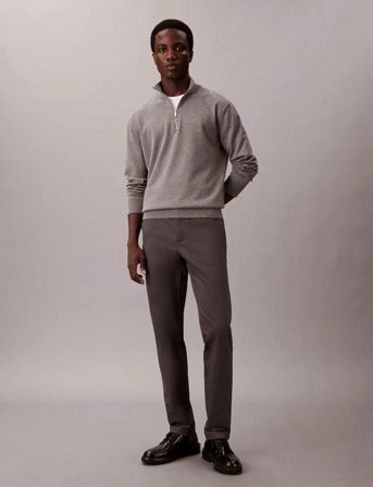 Calvin Klein Slim Sateen Chino Trouser - Grey - 30 x 34