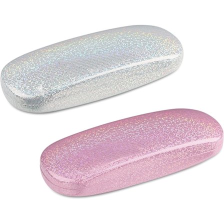 2 stk Rosa og Hvit Glitter Hard Shell Brilleetui, Porta