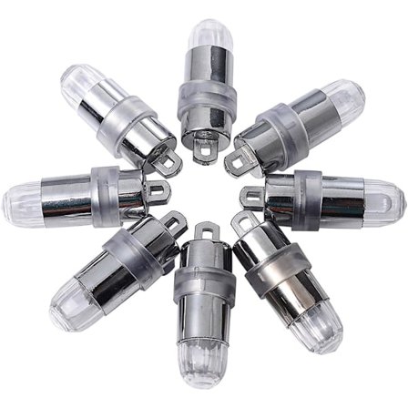 8x Batteridrevne LED Party Lys Pærer til Papirlanterner Balloner Festdekoration, Vandtæt - Hvid