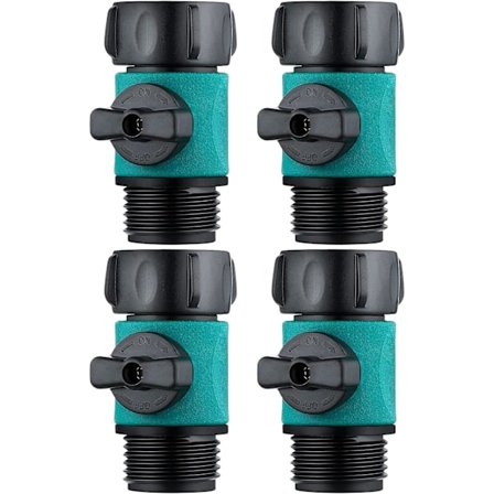 Stäng av ventil trädgårdsslang koppling plast för alla typer av trädgårdsslangar standard 3/4 tum gänga (4)