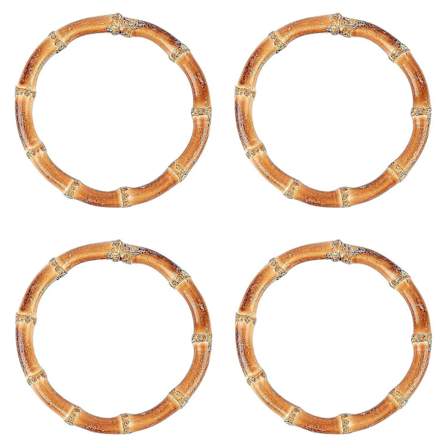 4 stk. Runde Håndtag i Træ og Bambus til Tasker, Udskiftningshåndtag til Håndlavede Tasker og Punge, Håndtag til Håndtaskefremstilling