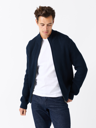 MATCH - Axel cardigan - Jean Paul - Str. S - Herre - Gensere & Cardigans - Blå - 100% bomull