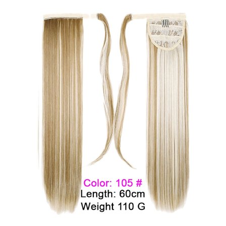 PAGEUP 24 tuuman poninhäntä, joka on kiedottu poninhännän ympärille ja leikattu hiustenpidennykseen Luonnollinen peruukkipäähine. Synteettiset hiukset