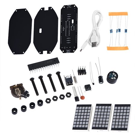 DIY Dot Matrix LED -valosäädettävä elektroninen digitaalinen kellopaketti Aika Lämpötila Päivämäärä (Punainen)