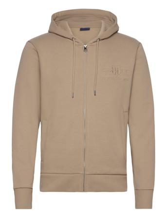 Reg Tonal Shield Full Zip Hoodie Tops Sweat-shirts & Hoodies Hoodies Beige GANT