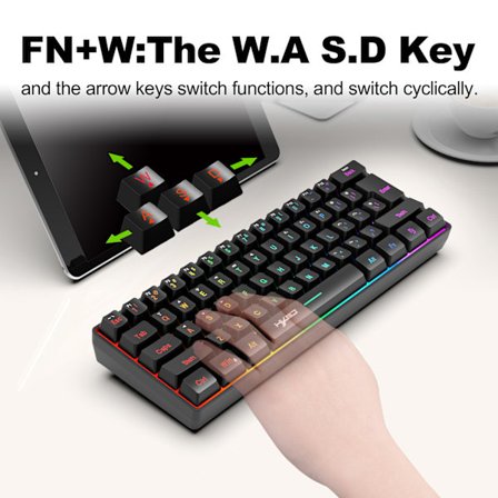 HXSJ L500 Tri-mode Trådlöst 61-tangenters Kompakt Membran Tangentbord Mini Tangentbord RGB Fullfärg Bakgrundsbelysning Flera Ljuseffekter Mekanisk 