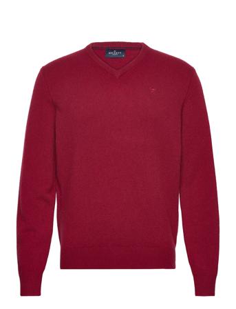 Lambswool V Neck Tops Knitwear V-necks Red Hackett London