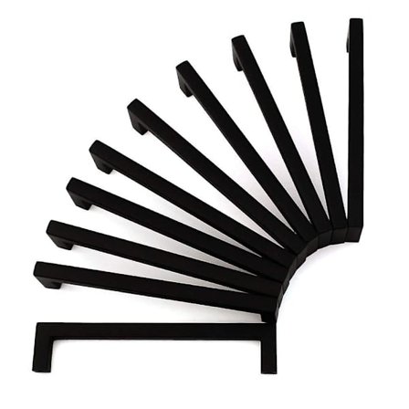 10 stk. massive firkantede stanggreb til skabe - sorte møbelgreb, 3,8 tommer/96 mm skruehulsafstand til køkkenskabslåger, kommodeskuffer i 