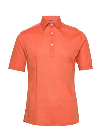 Men's Shirt: Casual Pique Polos Short-sleeved Orange Eton