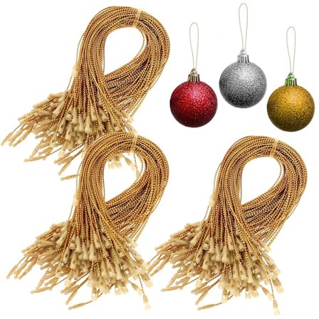 300 stk. julepyntkroker, pyntopphengere med snaplås, pyntesnor for julefest, hengende dekorasjoner, tau, ferdigkuttet