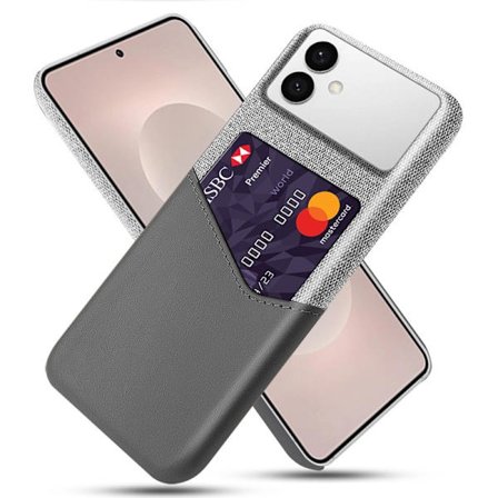 Mobilskal till Samsung Galaxy S26 Edge PU Läder Klädtextur Hård PC - Grå