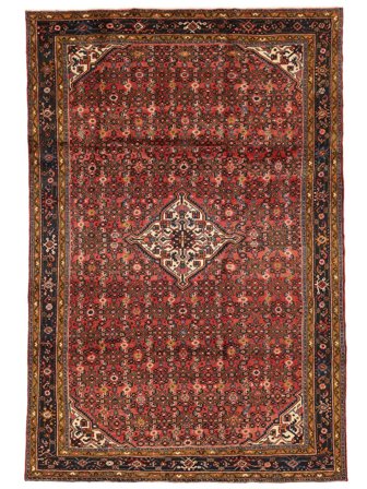 Hand Knotted Persian Hosseinabad Rug 206X307 Black/Dark Red