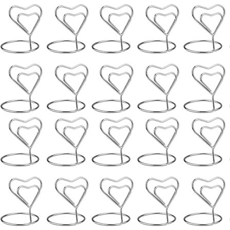 30 stk. Fotoholder Memo-kort, Bordnummerholder, Hjerteformet Holderklips, Bordnummerkort Holder, for Restaurant, Bryllup, Fest, Foto, Buss