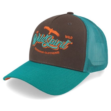 Wild Spirit - Brown trucker Czapka Z Daszkiem - Stay Wild Script Brown/Teal/Orange A-frame Trucker @ Hatstore