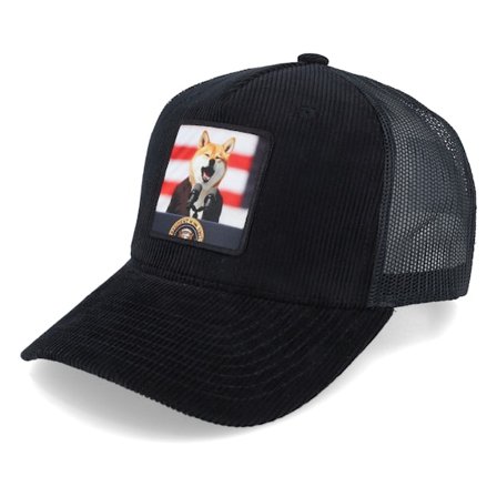 Iconic - Svart trucker Caps - Shiba Inu For President Cord Black Trucker @ Hatstore