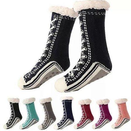 2025 NYE Ultratykke Cashmere Hjemmesko Sokker, Hjemmesko Sokker Med Skridsikker Hjemmesko