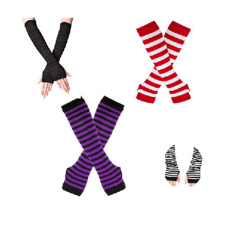 3 paria pitkiä käsineitä käsivarren suojus cospla anime raidallinen avoin fing