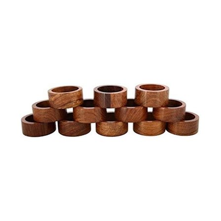 12 stk håndlagde serviettringer i tre for bryllup, festmiddag eller daglig bruk, dekorative serviettringer for hotellspising, gave