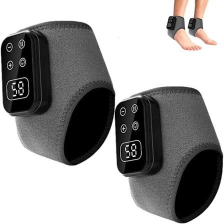 Tämä on kaksiosainen, kannettava jalkojen ja nilkkojen hierontalaite säädettävällä lämpötilalla, joka sopii käytettäväksi kotona, toimistossa tai 