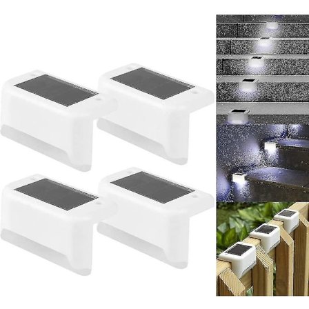 4-pak Solcelled Dæklys LED Soltrappe Lys Vandafvisende Hække Lys Udendørs Trapper Trin Hæk