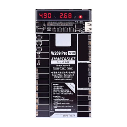W209 V10 Batteriaktiveringskort med sanntidsovervåking for rask telefonlading Tester for DIY-entusiaster og teknikere