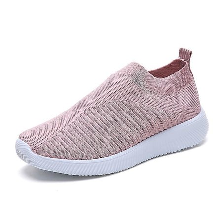 Löpning Walking Stickning Sock Sneakers Slip On Shoes For Women W Pink