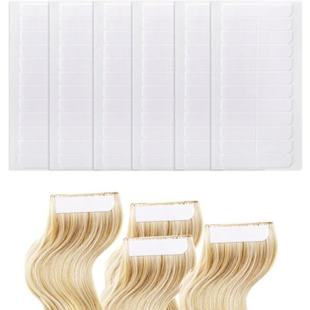 Teipipidennysten Liima, 1 arkki/144 kpl Vaihtoteippiä, Liimakaistat, Teippi, Pidennykset, Hiusten Pidennyksiin, Hiusväleihin (Valkoinen)