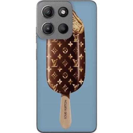 Kompatibel Mobilcover til Motorola Moto G15 Power Luksus Ice Cream Bar i chokoladebrun med et eksklusivt og legende design til trendy brugere