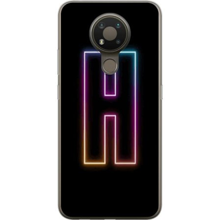 Yhteensopiva Puhelinkuori Nokia Nokia 3.4 Minimalistinen neonkirjain H väriä vaihtavassa valossa mustaa taustaa vasten modernilla typografisella tun