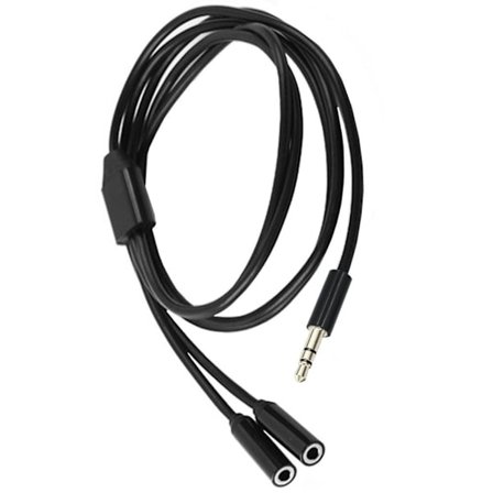 2 i 1 3,5 mm hörlursdelare 3,5 mm hane/hona till 2 hona/hane 2 portars ljudutgångskabel headset förlängning