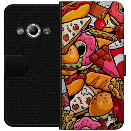 Yhteensopiva Lompakkokotelo Samsung Galaxy Xcover 3 Värikäs pikaruokakollaasi hampurilaisista, ranskalaisista ja donitseista leikkisässä katutaite