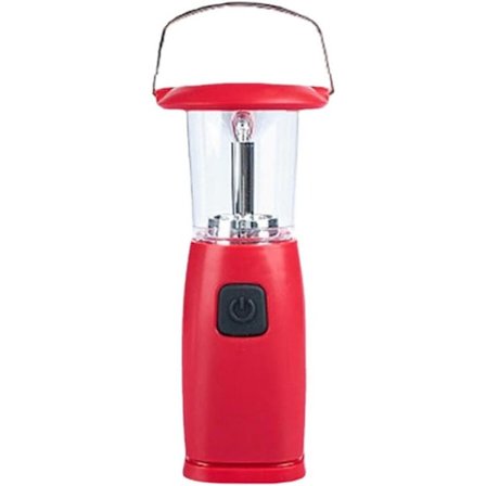 Solar Håndsveiv Dynamo LED Campinglanterne, 6 LED Opptrekkbar Lampe for Utendørs Jakt Vandring Seiling Nødstrømbrudd, Rød