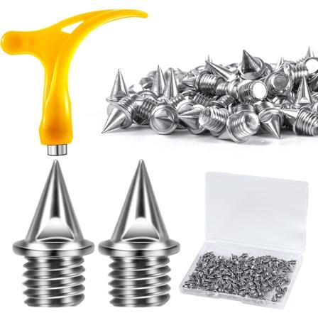 120 st 1/4 tums spikskruvar med spiknyckel, spikskruvar i rostfritt stål för löparskor, 1/4 pyramidspikar för löparbanor