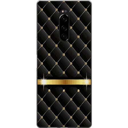 Kompatibel Mobilcover til Sony Xperia 1 Syede mønster med gulddetaljer