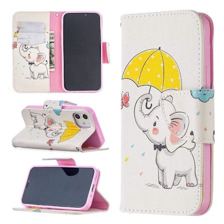 Plånboksfodral Apple iPhone 12 – Elefant med Paraply