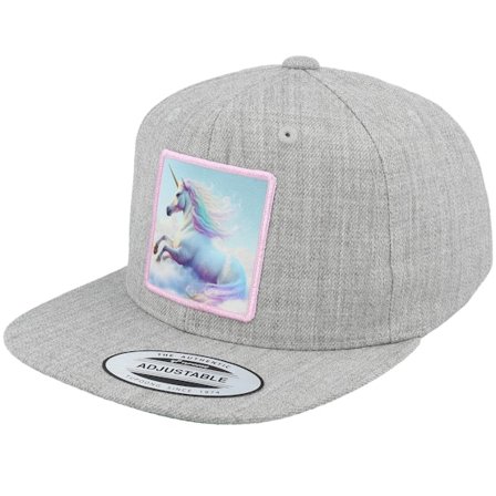 Unicorns - Grey snapback Czapka Z Daszkiem - Kids Pink Pastel Unicorn Heather Grey Snapback @ Hatstore