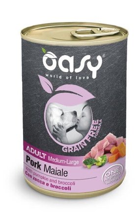 Oasy Grain Free Formula Cibo Umido Maiale Per Cani Adulti Taglia